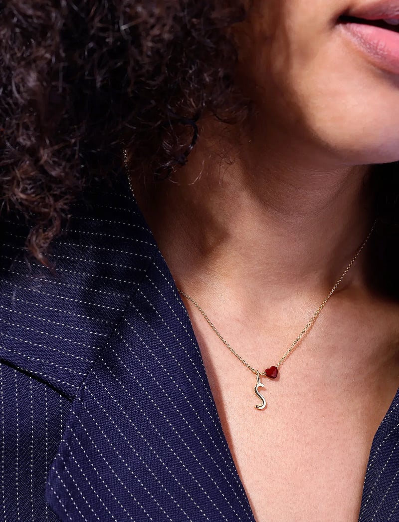 Design Letters - Little Big Love Necklace - Goldplated - vėriniai su pakabukais - syrrah burgundy - 0