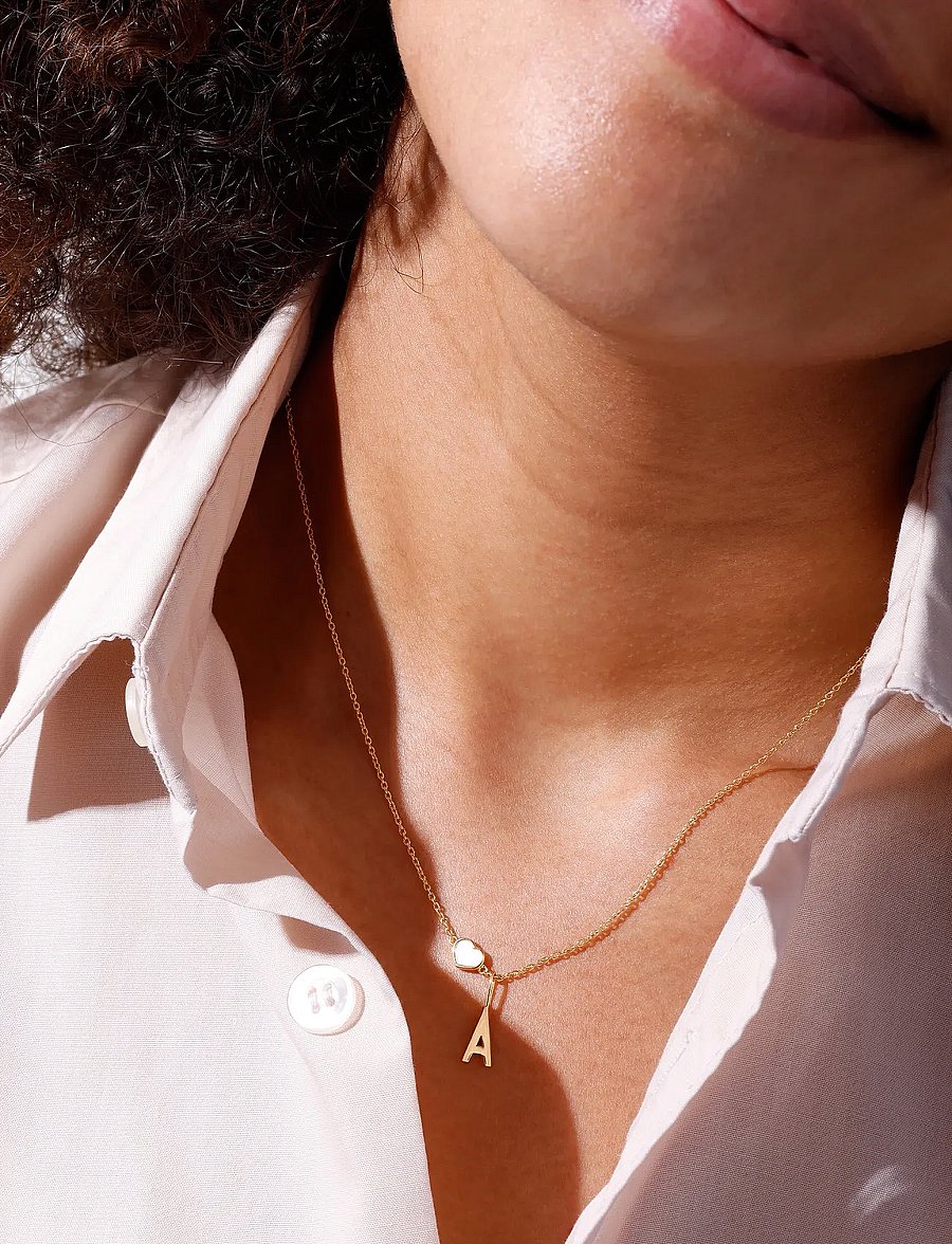 Design Letters - Pearl Little Big Love necklace, gold plated - perlenketten - gold - 0