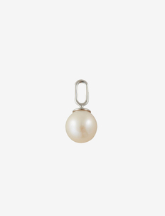 Pearl Drop Charm 8mm Silver, Design Letters