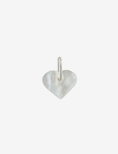 Pearl heart charm - Silver, Design Letters