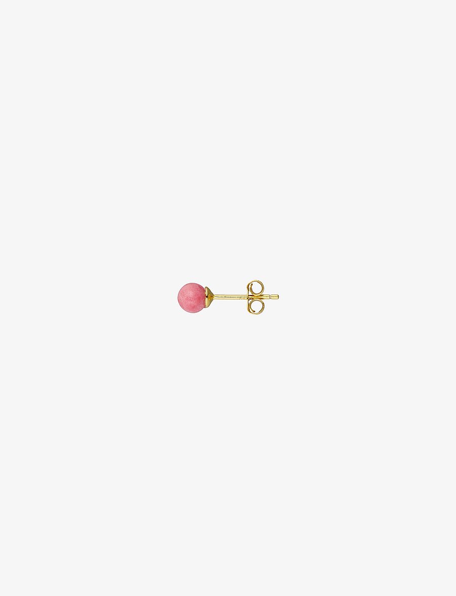 Design Letters - Stone Stud 5mm Gold Plated - pērļu auskari - rhchrosite + gold - 2