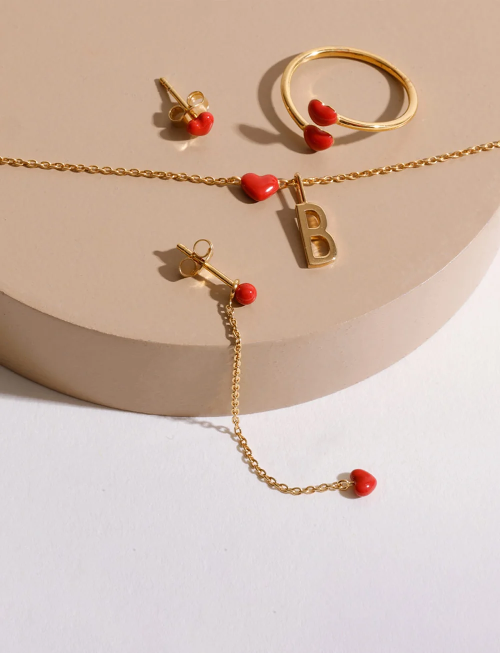 Design Letters - Little Big Love Earstuds (set of 2 pcs) - Goldplated - ohrstecker - deep sea coral 2032c - 2