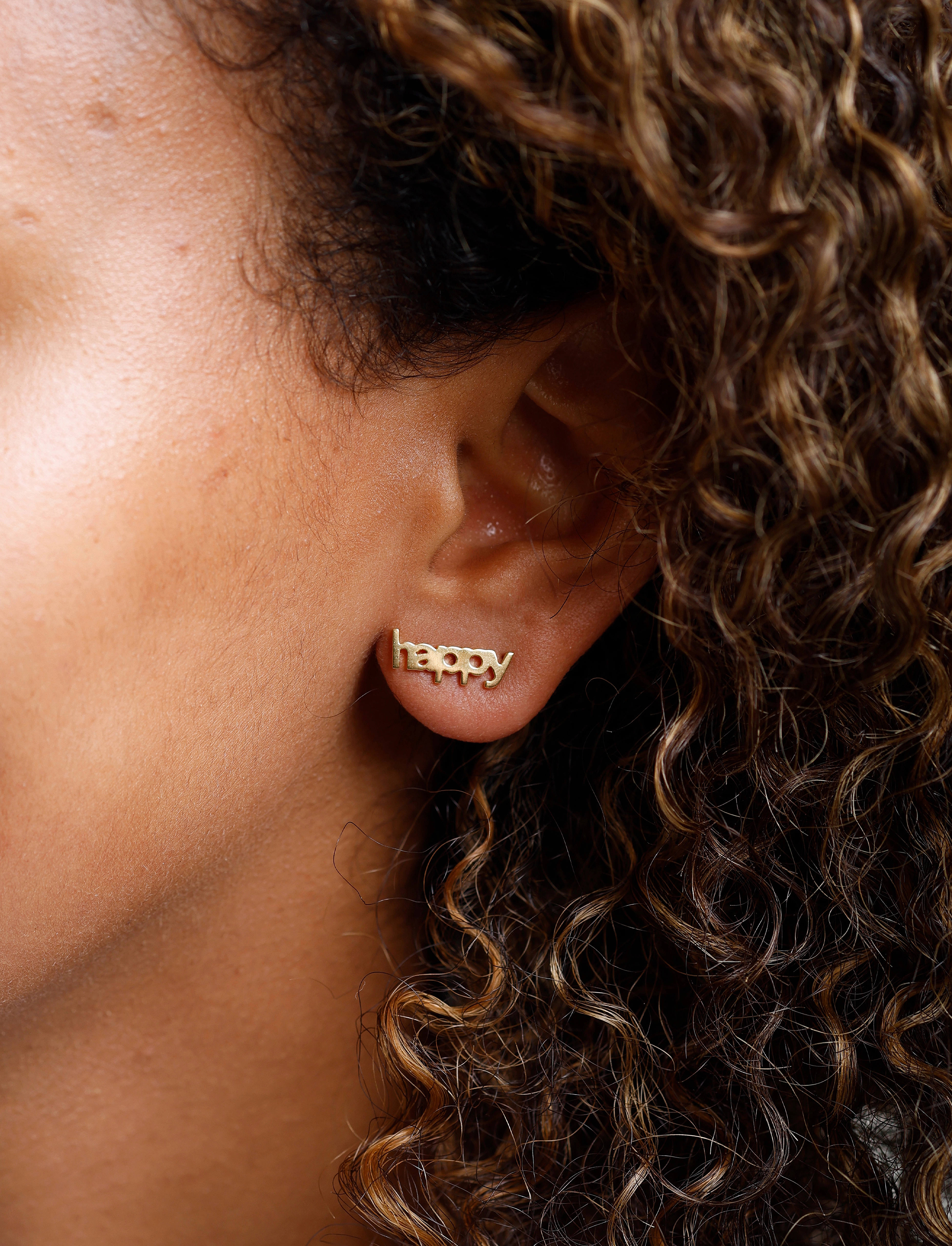 Design Letters Vocabulary Stud - Goldplated (1 Pcs), One Size, Gold, Øreringe > Enkelt Ørering, Dame