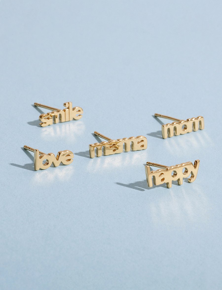 Design Letters - Vocabulary Stud - Goldplated (1 pcs) - einzelner ohrring - gold - 2