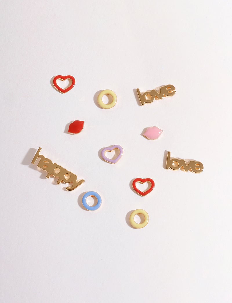 Design Letters - Enamel Stud (1 pcs) - single earring - deep sea coral 2032c - 2