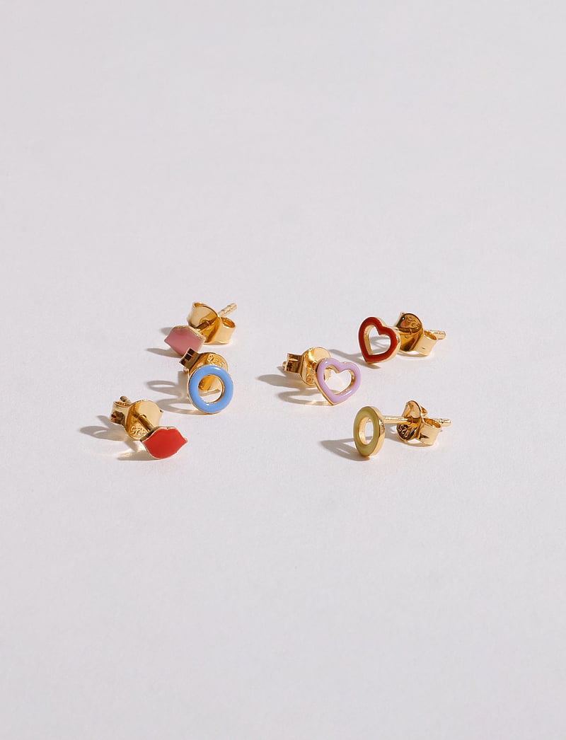 Design Letters - Enamel Stud (1 pcs) - single earring - deep sea coral 2032c - 3