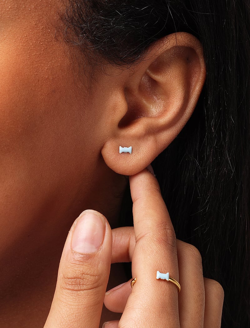 Design Letters - Bow tie Earstuds - studs örhängen - blue - 0