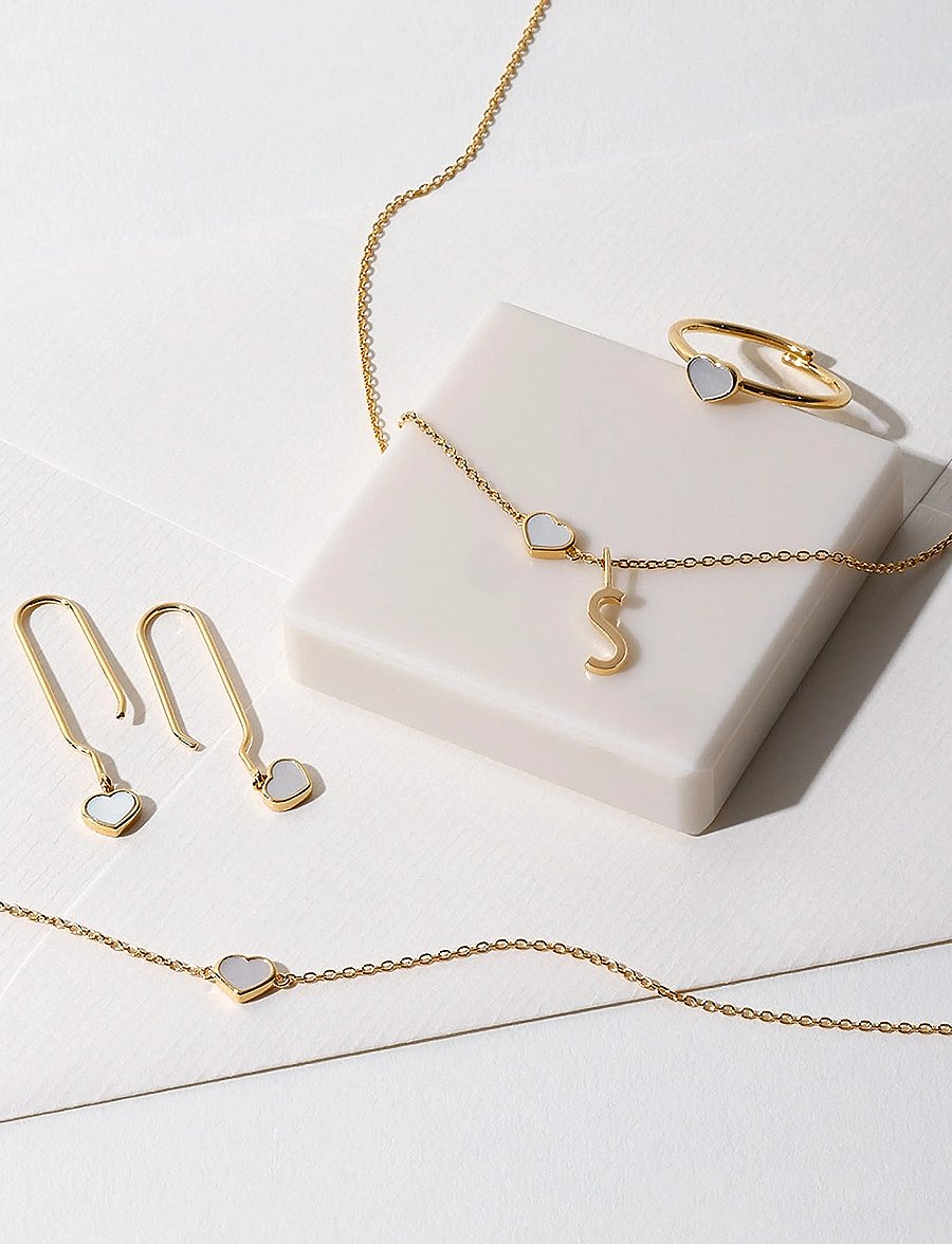Design Letters - Pearl Little Big Love earstuds, gold plated - perlenohrringe - gold - 3