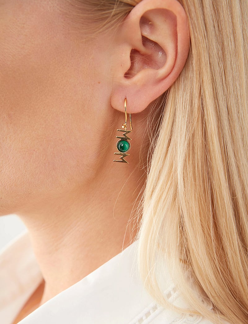 Design Letters - Great Mom Ear hanger (1 pcs) - pendant earrings - green - 0