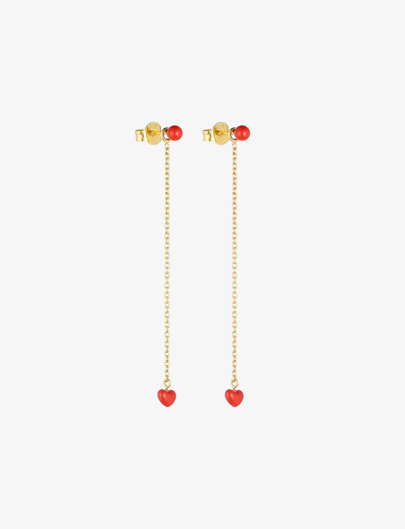 Design Letters - Little Big Love Earchain (set of 2 pcs) - Goldplated - deep sea coral 2032c - 1