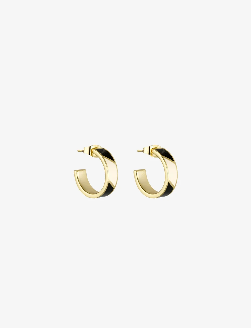 Design Letters - Striped Candy Earrings (set of 2 pcs) - hoops - black + a055 - 1