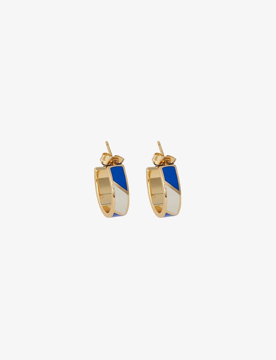 Design Letters - Striped Candy Earrings (set of 2 pcs) - kreolen - cobalt blue 2728c + a055 - 1