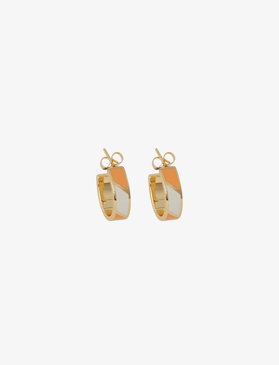 Design Letters - Striped Candy Earrings (set of 2 pcs) - creoler & hoops - orange 157c + a055 - 1