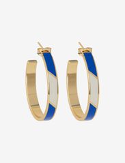 Design Letters - Striped Candy Earrings Ø35mm (set of 2 pcs) - riņķveida auskari - cobalt blue 2728c + a055 - 0