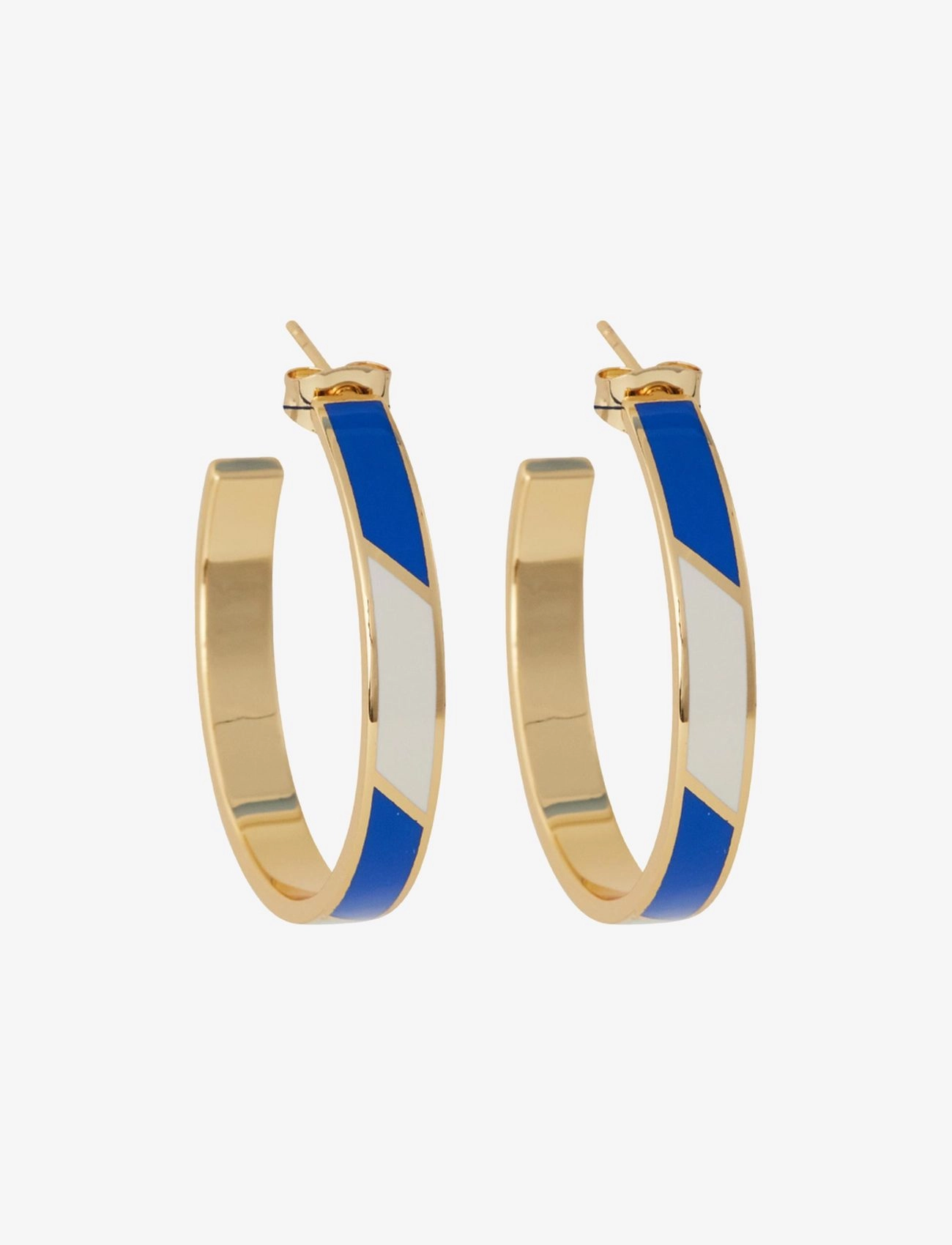 Design Letters - Striped Candy Earrings (set of 2 pcs) - hoops kõrvarõngad - cobalt blue 2728c + a055 - 1
