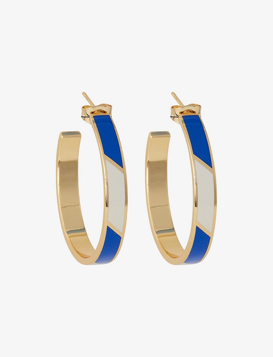Design Letters - Striped Candy Earrings (set of 2 pcs) - hoops kõrvarõngad - cobalt blue 2728c + a055 - 1