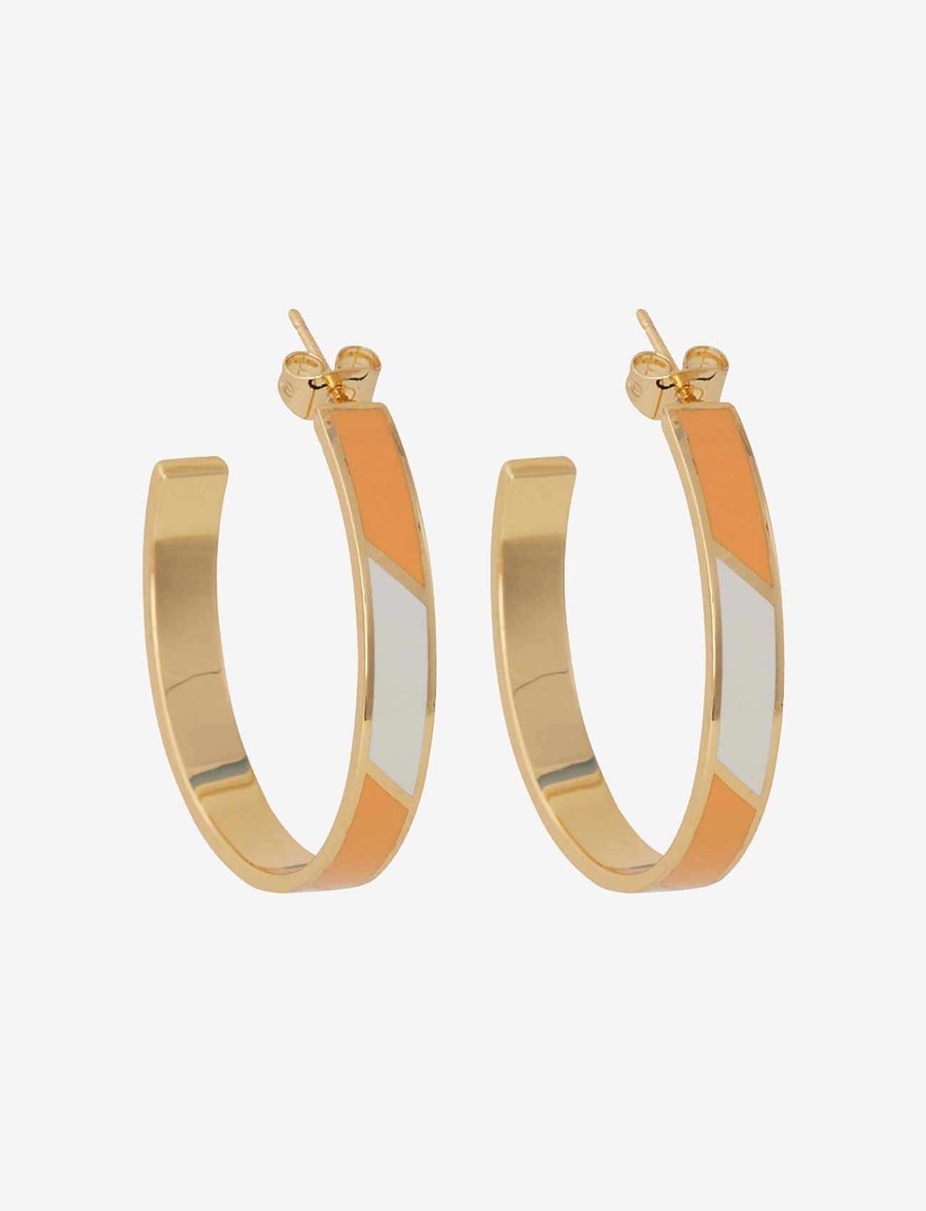 Design Letters - Striped Candy Earrings (set of 2 pcs) - creoler & hoops - orange 157c + a055 - 1