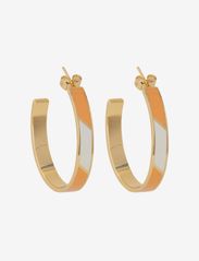 Design Letters - Striped Candy Earrings Ø35mm (set of 2 pcs) - creoler & hoops - orange 157c + a055 - 0