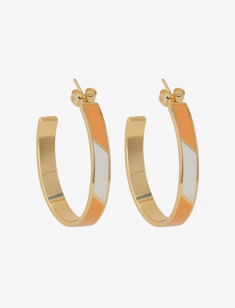 Design Letters - Striped Candy Earrings (set of 2 pcs) - creoler & hoops - orange 157c + a055 - 1