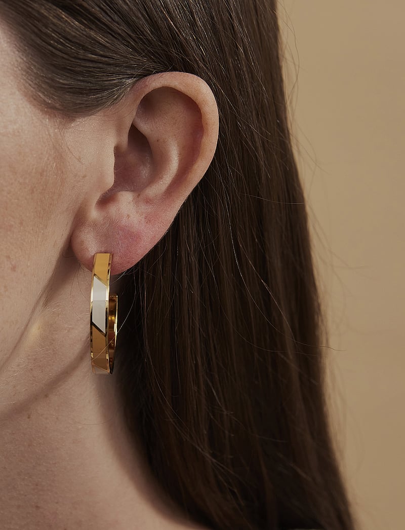 Design Letters - Striped Candy Earrings (set of 2 pcs) - creoler & hoops - orange 157c + a055 - 0