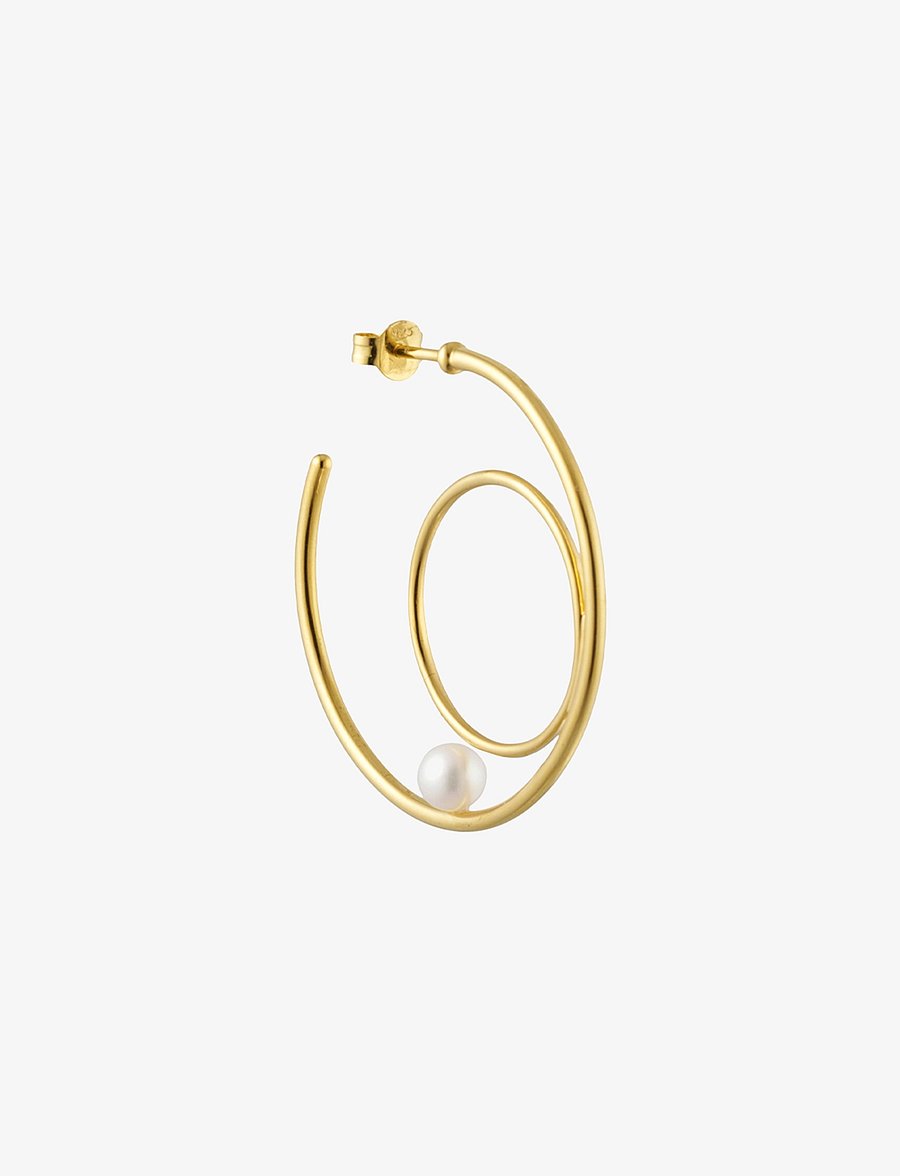 Design Letters - Peal Drop Circle Hoop Gold plated - perlenohrringe - gold - 1
