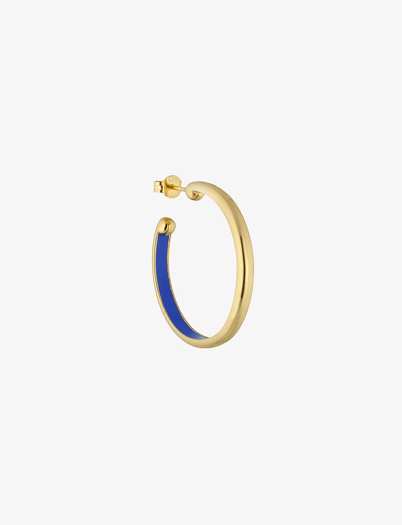 Design Letters - Rainbow Hoops 4mm Gold plated - enkelte øreringe - cobalt blue 2728c - 1