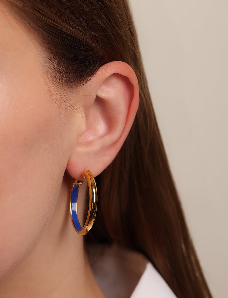 Design Letters - Rainbow Hoops 4mm Gold plated - enkelte øreringe - cobalt blue 2728c - 0