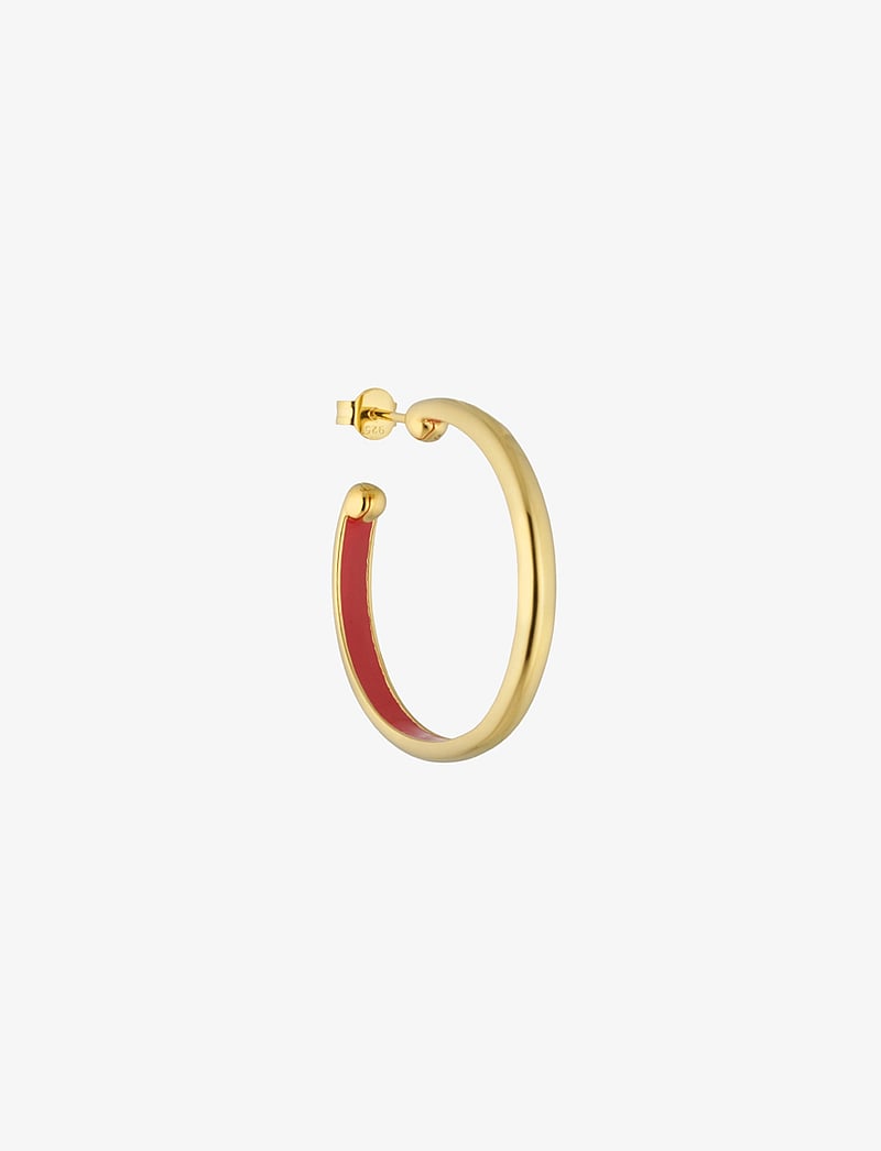 Design Letters - Rainbow Hoops 4mm Gold plated - enkelte øreringe - deep sea coral 2032c - 1