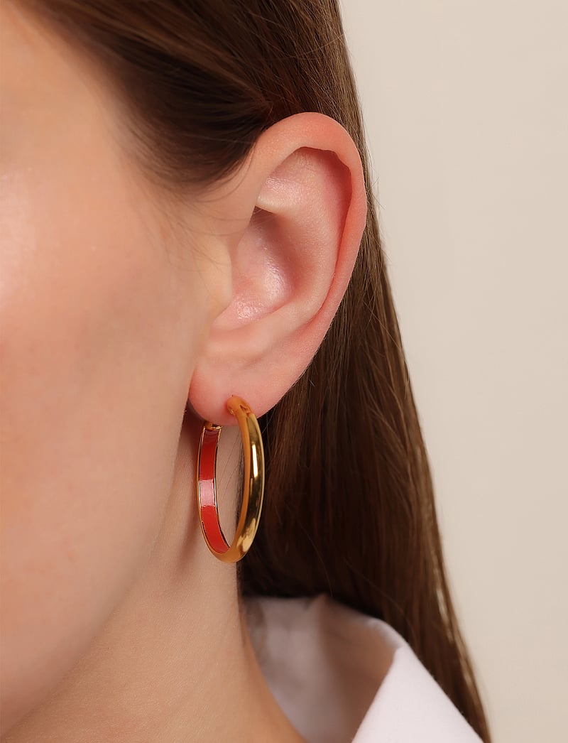 Design Letters - Rainbow Hoops 4mm Gold plated - enkelte øreringe - deep sea coral 2032c - 0