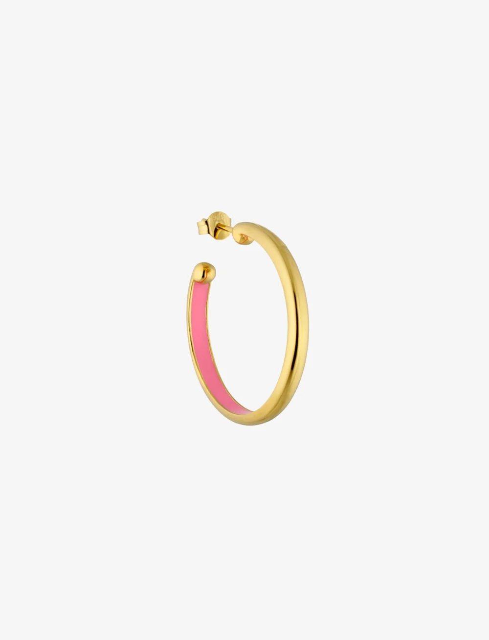 Design Letters - Rainbow Hoops 4mm Gold plated - enkelte øreringe - pink 1905c - 1