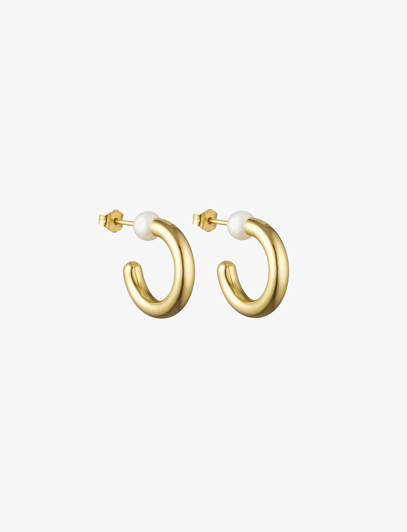 Design Letters Chunky Pearl Hoops - Schmuck - WHITE / gold