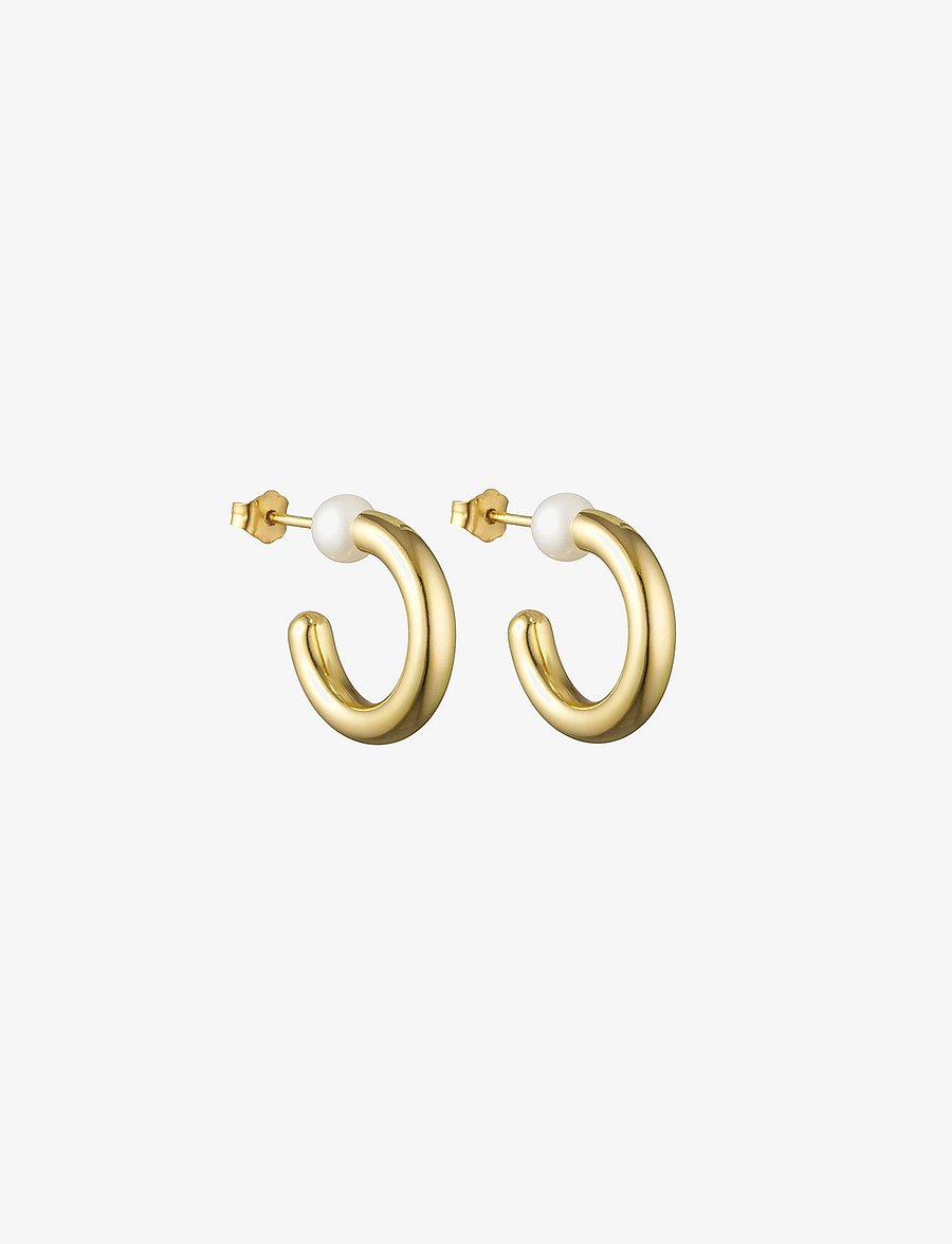 Design Letters - Chunky Pearl Hoops - perlenohrringe - white - 1