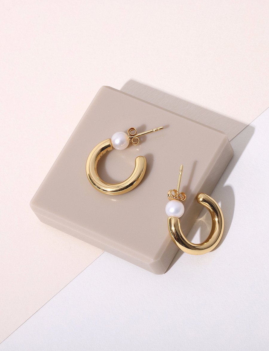 Design Letters - Chunky Pearl Hoops - perlenohrringe - white - 2