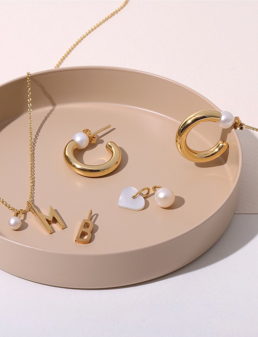 Design Letters - Chunky Pearl Hoops - perlenohrringe - white - 3