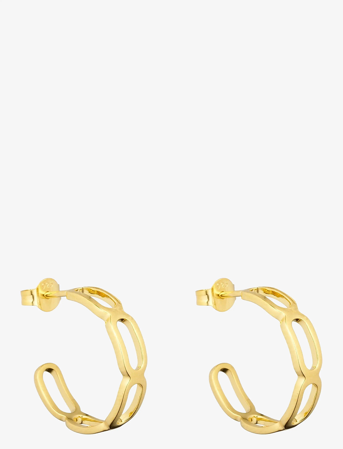 Design Letters - Square link hoop (set of 2 pcs) Goldplated - kreolen - gold - 0