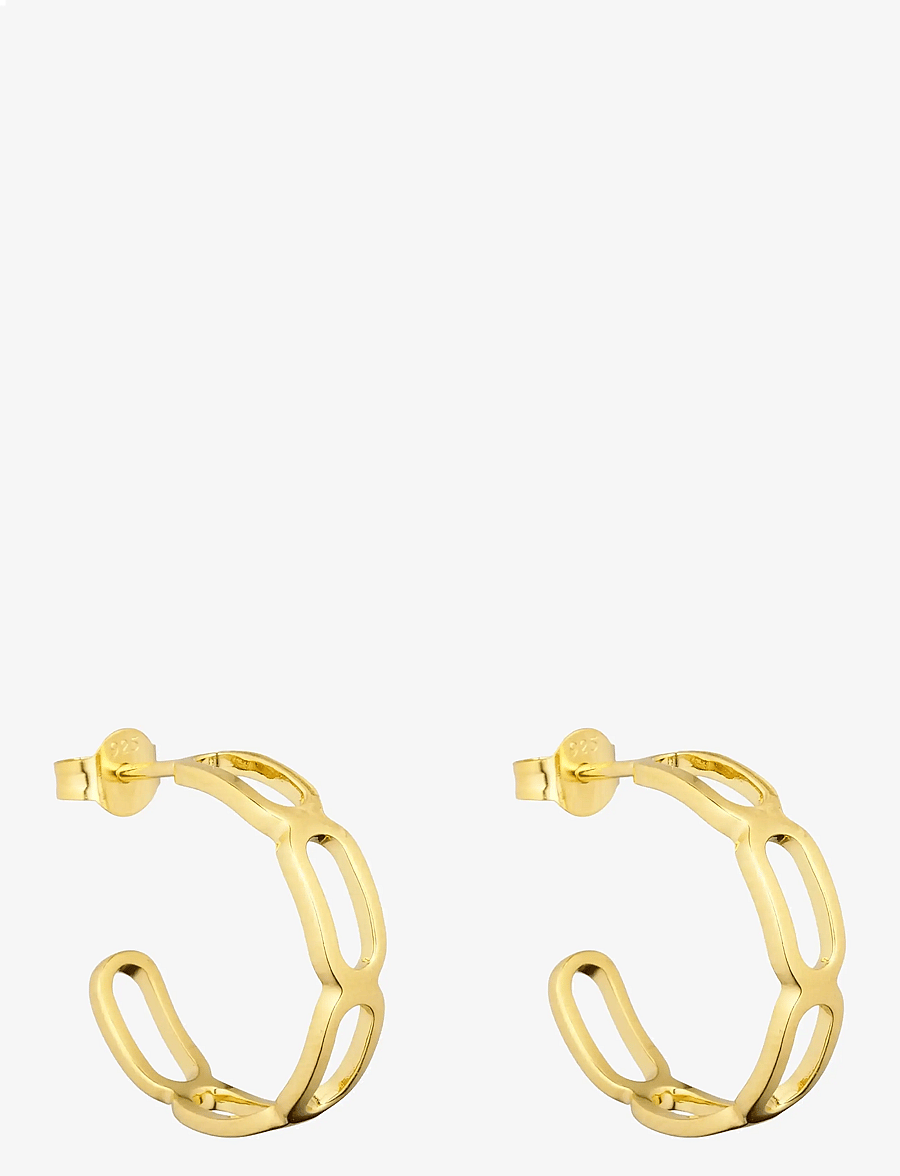 Design Letters - Square link hoop (set of 2 pcs) Goldplated - hoops - gold - 1