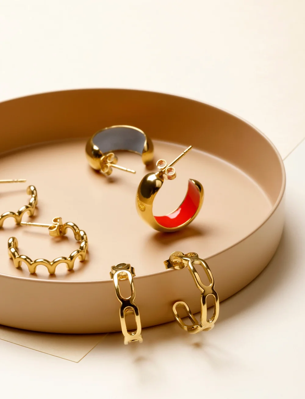 Design Letters - Lace Earring hoop (set of 2 pcs) - hoops - gold - 3