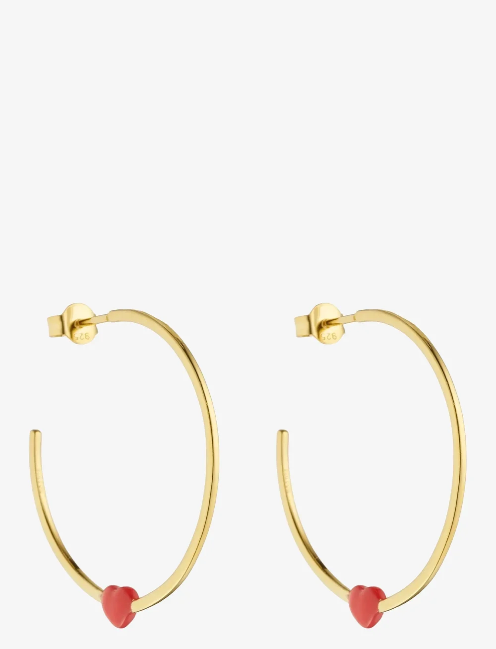 Design Letters - Little Big Love Hoops (set of 2 pcs) - Goldplated - hoops - deep sea coral - 1