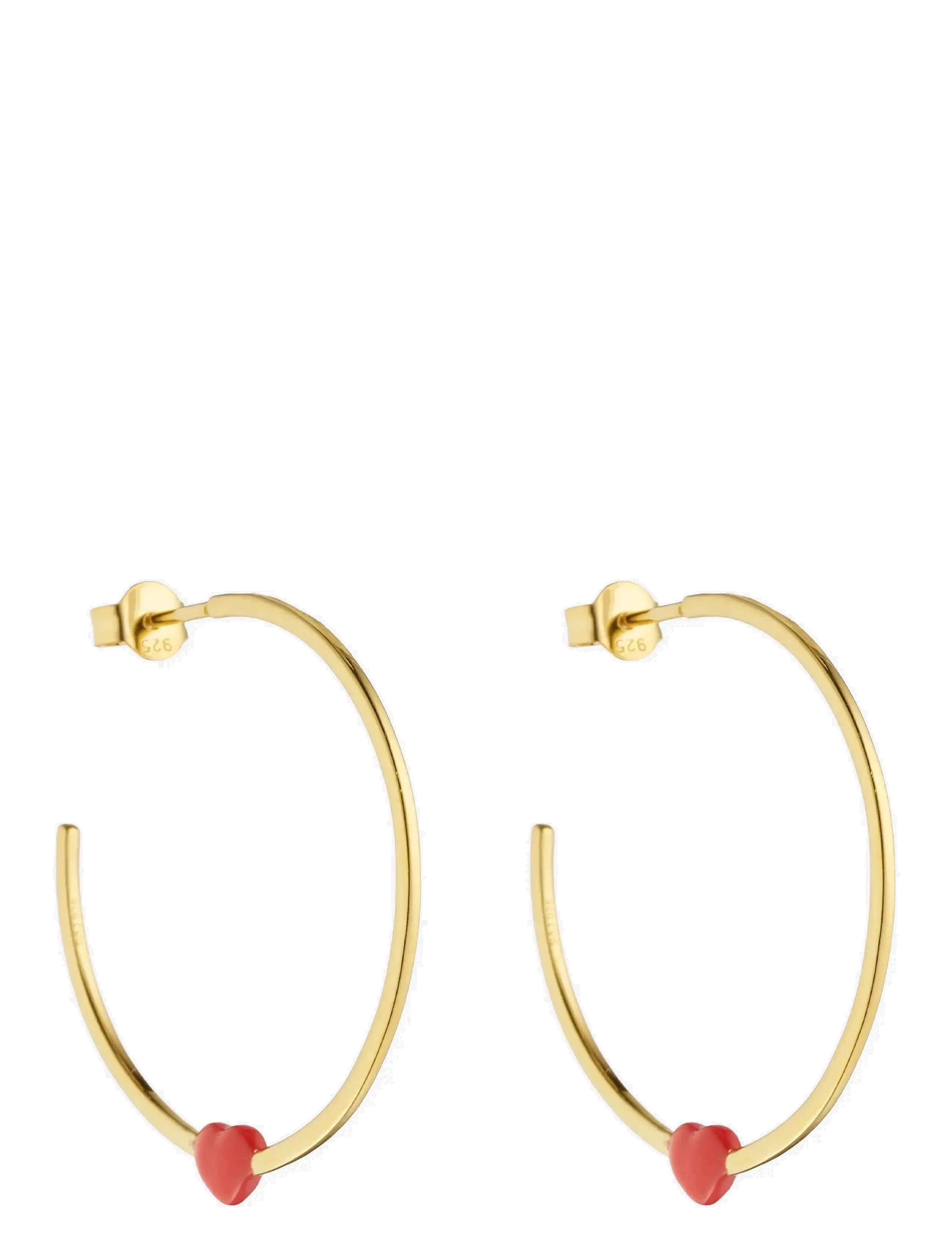 Design Letters Little Big Love Hoops (set of 2 pcs) - Goldplated - Accessoires - DEEP SEA CORAL / gold