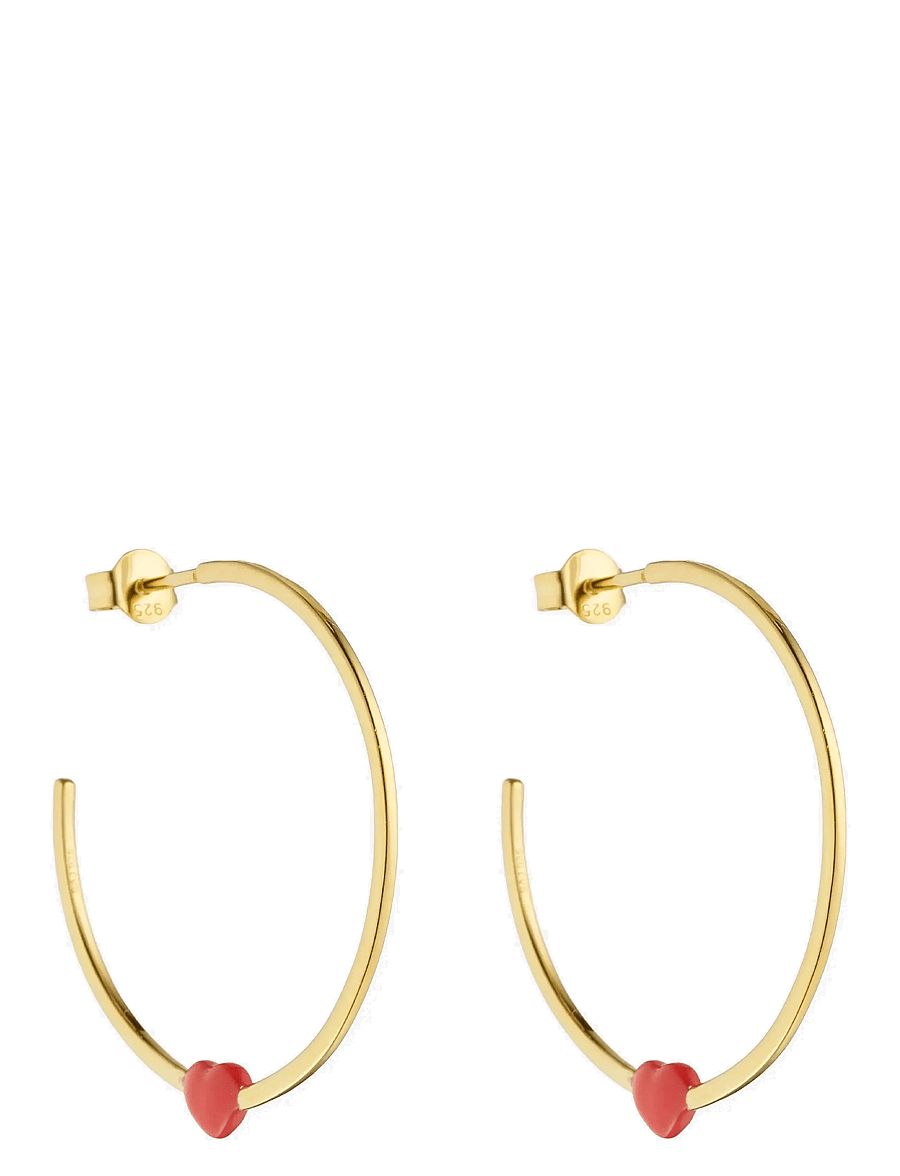 Design Letters - Little Big Love Hoops (set of 2 pcs) - Goldplated - cerceaux - deep sea coral - 1