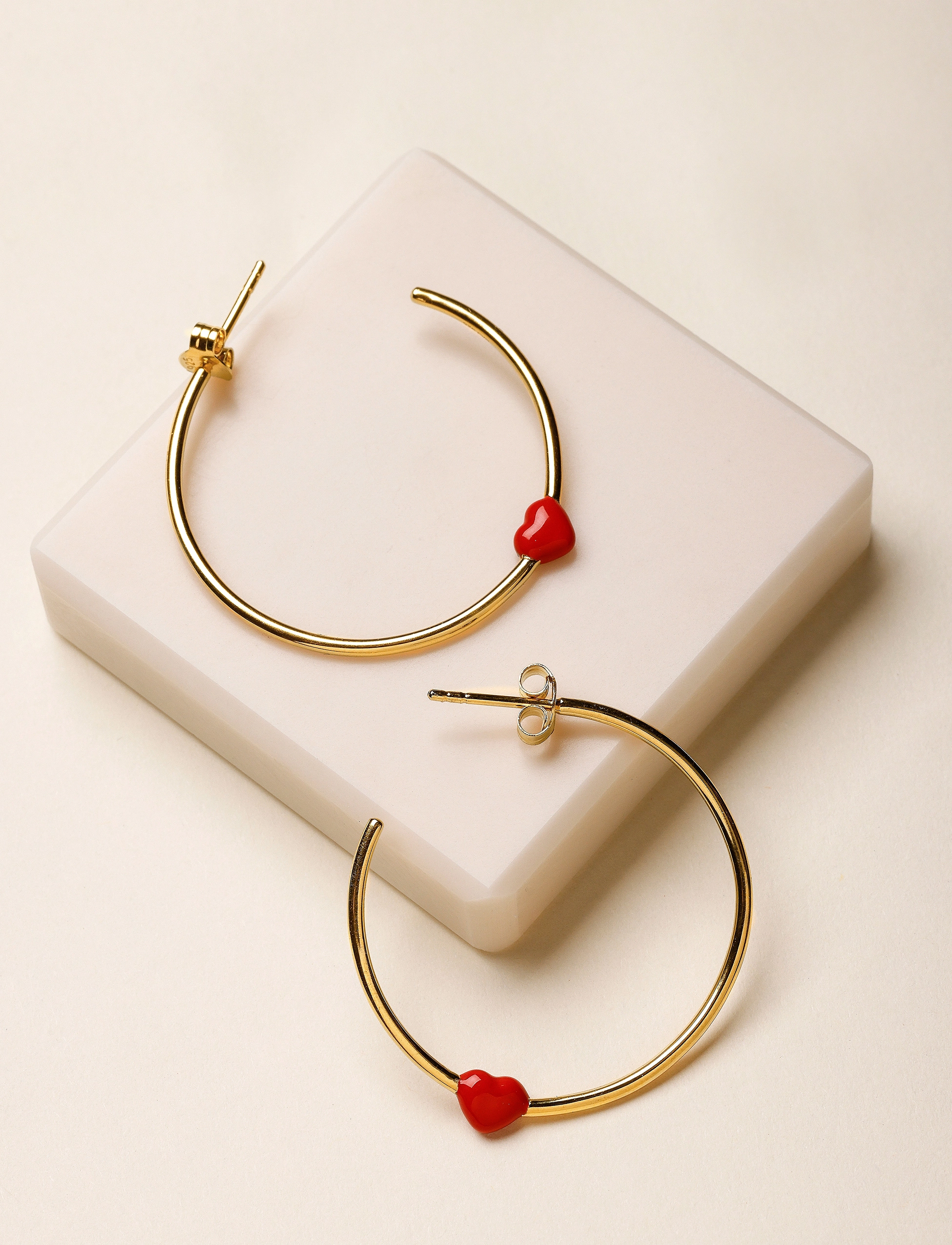 Design Letters - Little Big Love Hoops (set of 2 pcs) - Goldplated - cerceaux - deep sea coral - 2