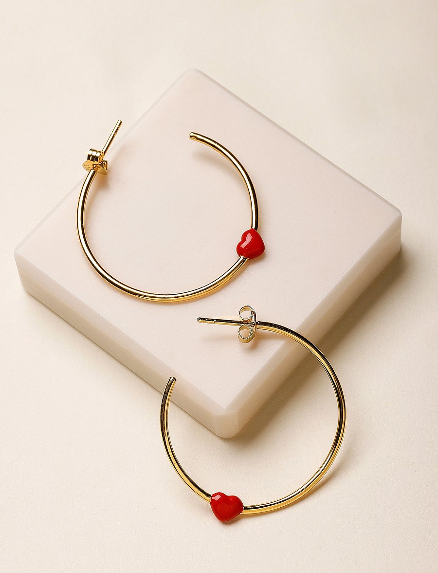 Design Letters - Little Big Love Hoops (set of 2 pcs) - Goldplated - cerceaux - deep sea coral - 2