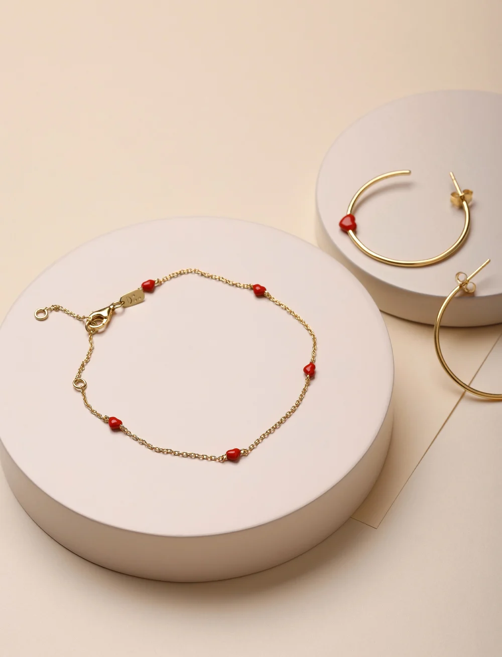 Design Letters - Little Big Love Hoops (set of 2 pcs) - Goldplated - hoops - deep sea coral - 3