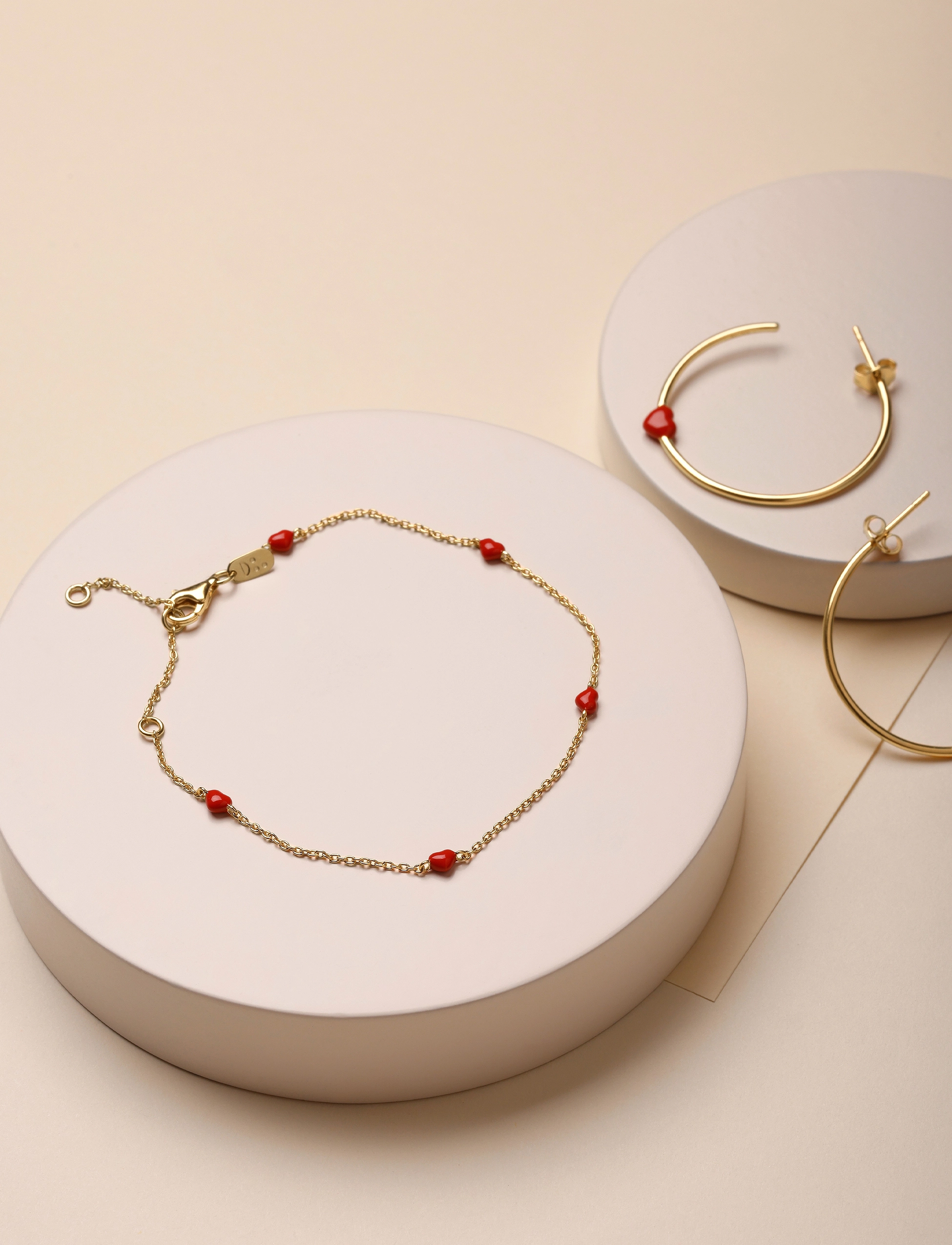 Design Letters - Little Big Love Hoops (set of 2 pcs) - Goldplated - cerceaux - deep sea coral - 3