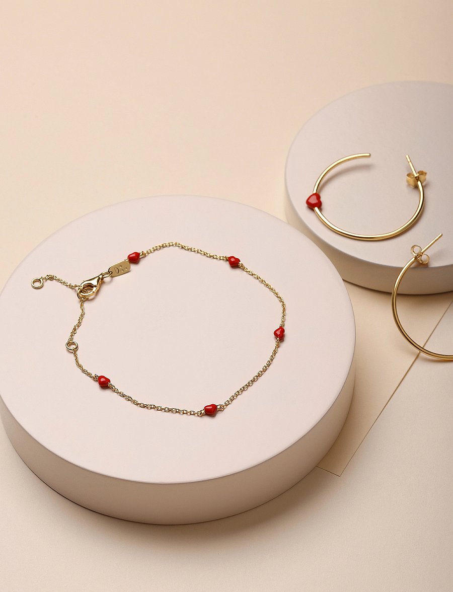 Design Letters - Little Big Love Hoops (set of 2 pcs) - Goldplated - cerceaux - deep sea coral - 3