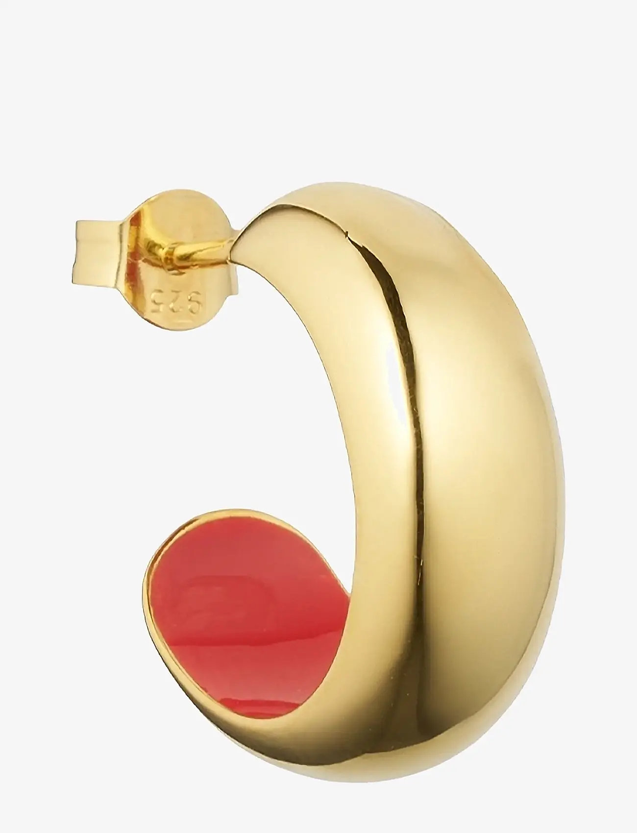 Design Letters - Chunky Rainbow Hoop Enamel 8mm Gold plated (1 pcs) - enskilt örhänge - deep sea coral - 1