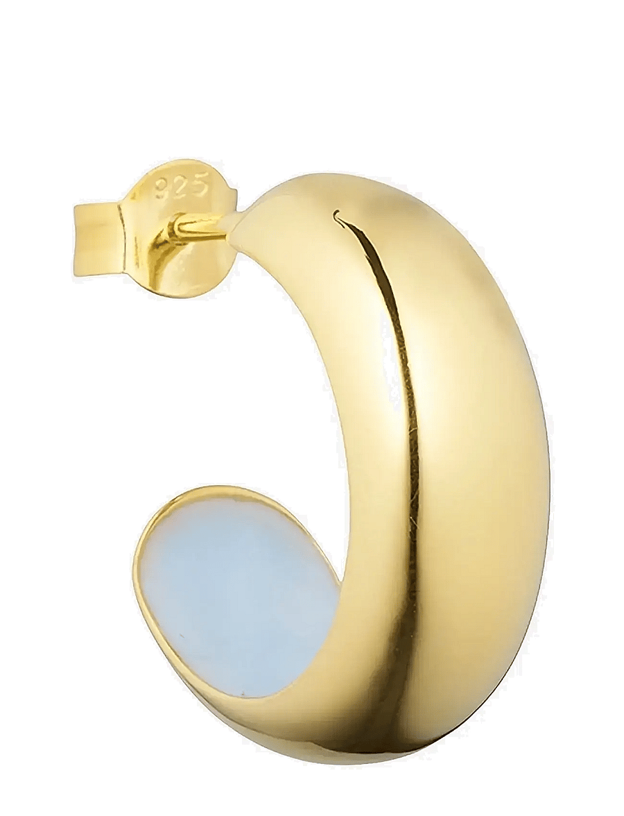 Design Letters - Chunky Rainbow Hoop Enamel 8mm Gold plated (1 pcs) - boucle d'oreille individuelle - light blue - 1