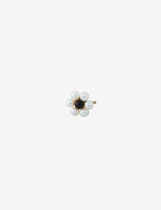 My Flower Earring Stud 7mm w. Freshwater Pearls 1pcs, Design Letters