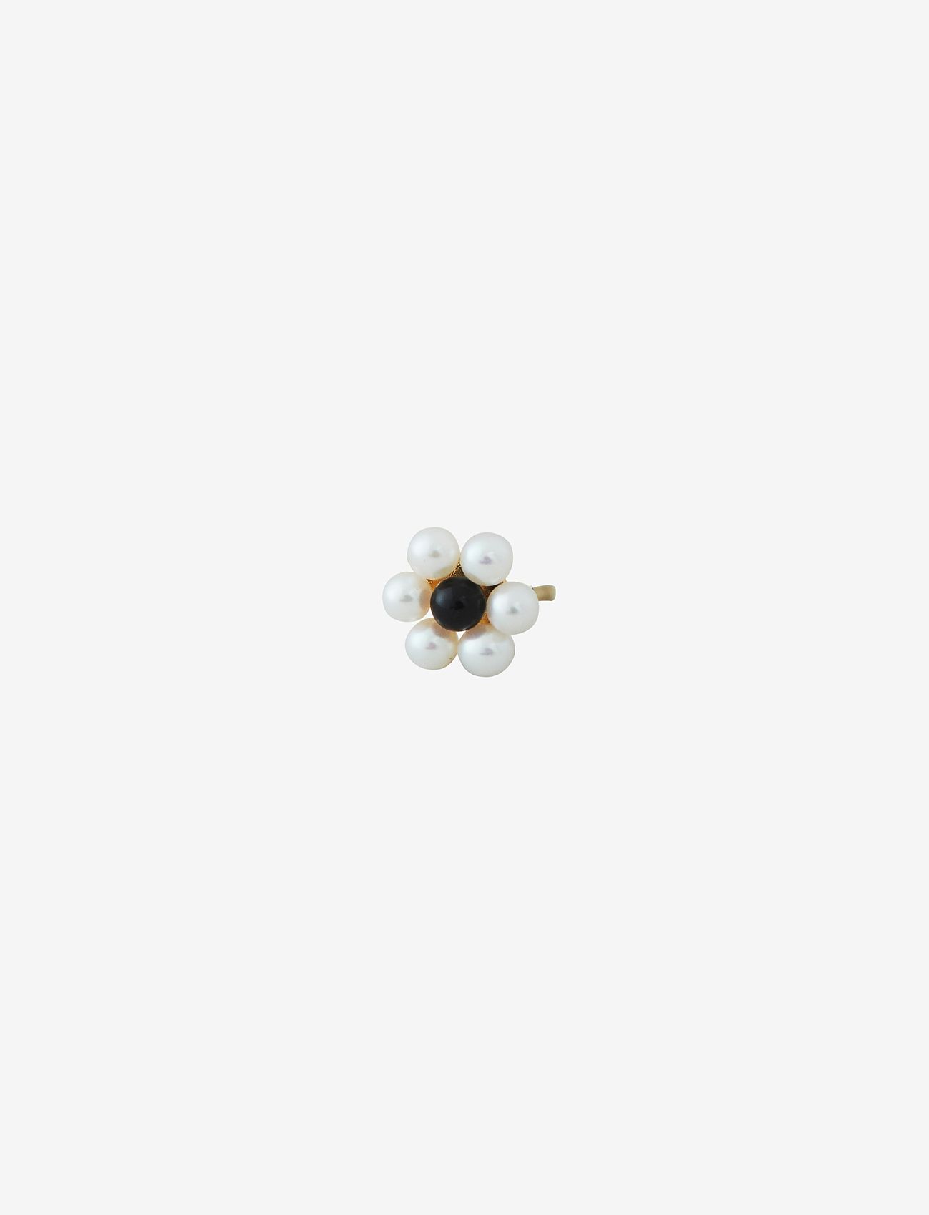 Design Letters - My Flower Earring Stud 7mm w. Freshwater Pearls 1pcs - pērļu auskari - gold - 0