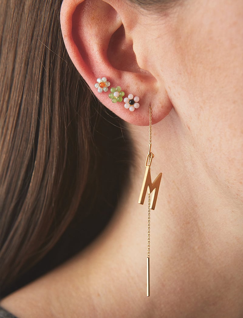 Design Letters - My Flower Earring Stud 7mm w. Freshwater Pearls 1pcs - pearl earrings - gold - 0